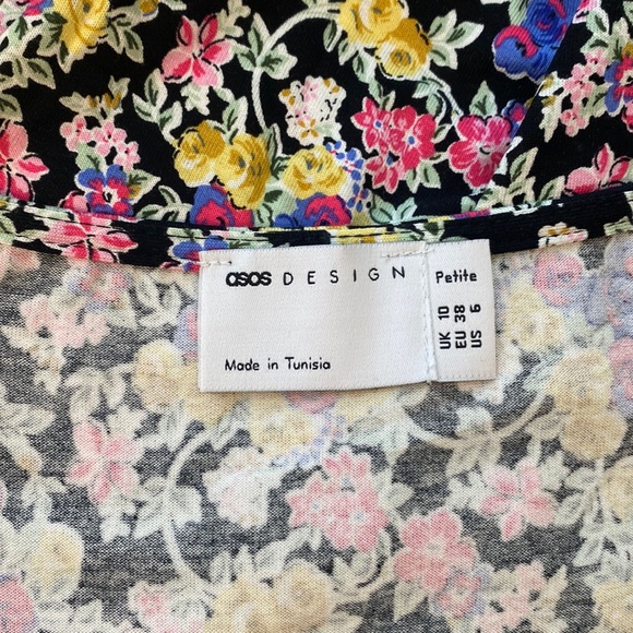 NEW! ASOS DESIGN Dress Long Sleeve Slit Front Midi Purple Ditsy Floral 6P - Picture 5 of 10